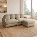 GDFStudio Pebble 68  Chenille Upholstered 2-Seat Sectional Sofa with One Ottoman, Camel