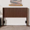 GDFStudio Ayumu Mid-Century Modern Fluted Wood Headboard with Adjustable Metal Frame, Walnut