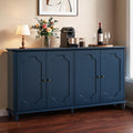 GDFStudio Charles Farmhouse 63  Wooden Sideboard Buffet Cabinet with 4 Curved Raised Panel Doors, Blue