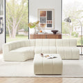 GDFStudio Sarai Modern 116.5  Semi-Curved Modular Chenille Sectional Sofa with Movable Ottoman, Beige