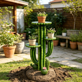 GDFStudio Luctus Modern Patio Cactus Plant Stand with 3 Display Shelves, Green
