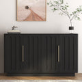 GDFStudio Zoe Modern 55" Wood Sideboard with Metal Handles and Adjustable Storage Shelves, Black