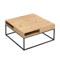 Christopher Knight Home Walter Modern Wood and Metal Square Coffee Table with Open Storage Shelf, Black/Natural