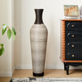 GDFStudio Cleme 39.4  Handwoven Rattan Look PVC Decorative Floor Vase,  Black/Gray