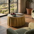 GDFStudio Aria 31.5  Modern Round Coffee Table with Textured Surface, Antique Gold
