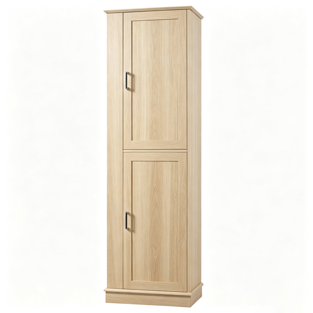 GDFStudio Payne Modern Wood Tall Freestanding Bathroom Storage Cabinet with Adjustable Shelves and Hook, Natural