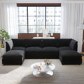 GDFStudio Erte 125  Modular 6-Seat Corduroy Upholstered Convertible Sectional Sofa with Storage, Black