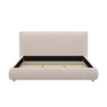 Christopher Knight Home Prisca Modern Wooden Velvet Upholstered Bed Frame with Thick Padded Headboard, Cream, King