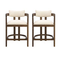 Christopher Knight Home Wendy 3 Piece Farmhouse Rubberwood Upholstered Counter Height Dining Chairs with Fluted Table, Beige/Walnut