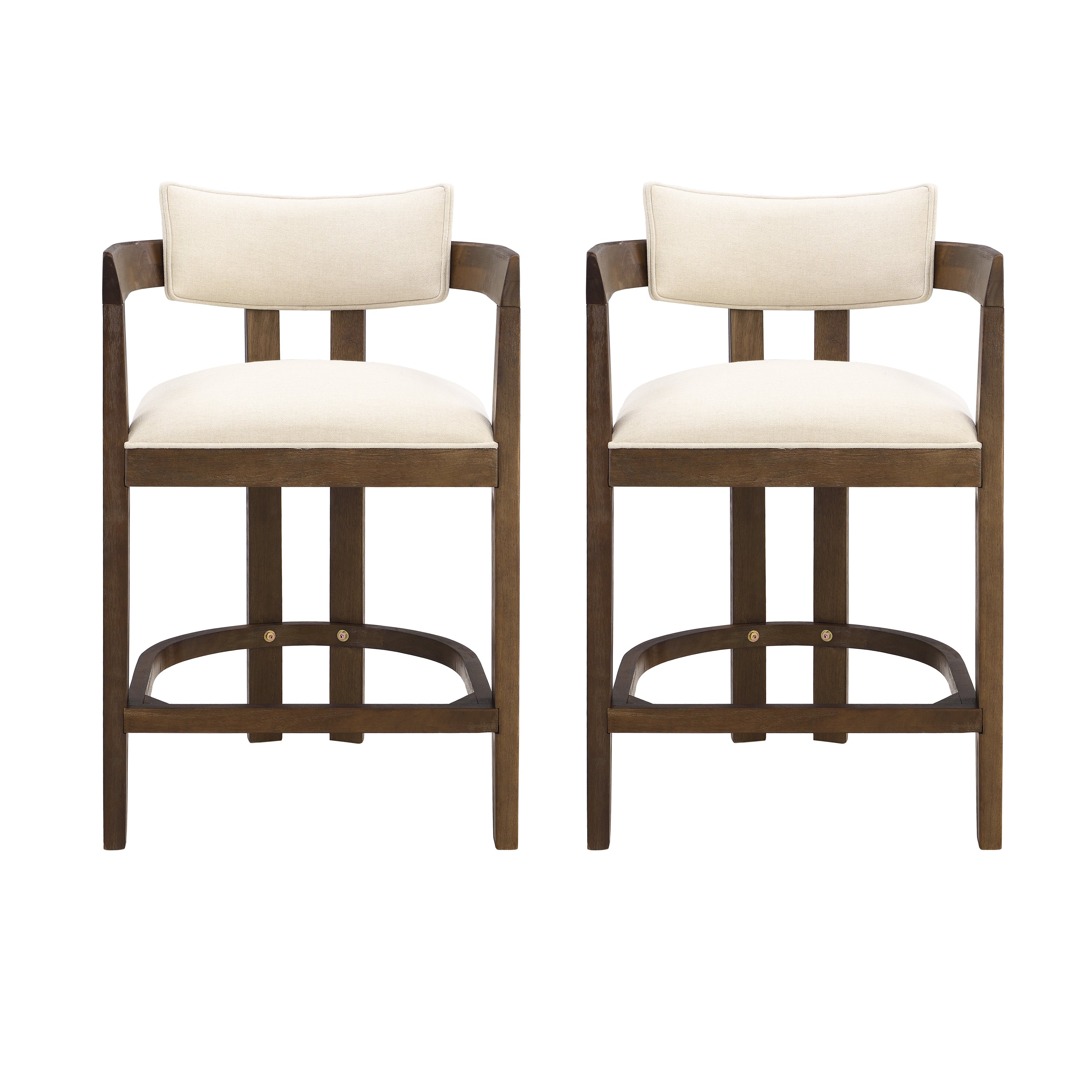 Christopher Knight Home Wendy 3 Piece Farmhouse Rubberwood Upholstered Counter Height Dining Chairs with Fluted Table, Beige/Walnut
