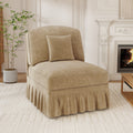 GDFStudio Lorien 31  W Chenille Upholstered Ruffle Skirt Armlesschair, Light Coffee