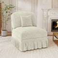 GDFStudio Lorien 31  W Chenille Upholstered Ruffle Skirt Armlesschair, White