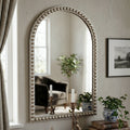 GDFStudio Aihe 20 x30  Arched Wall Mirror with Pearl Beaded Trim, Champagne Gold