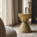 GDFStudio Keyon 20 Inch Hourglass Accent Side Table with Hammered Texture, Gold