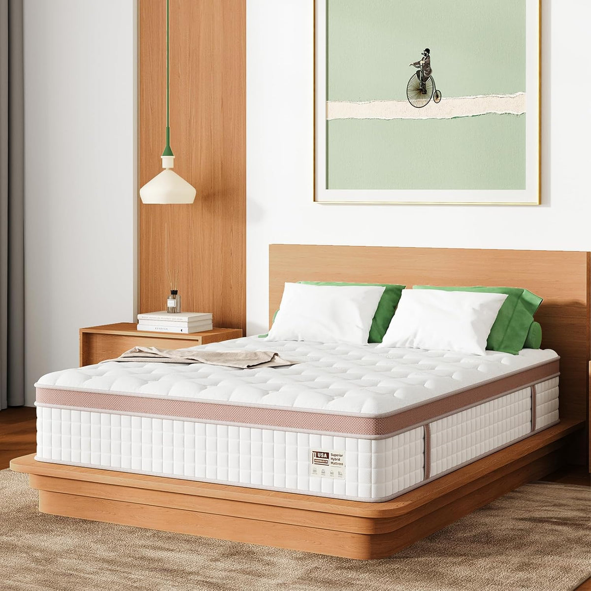 RRESTA 14  Firm Hybrid Mattress with Gel Memory Foam and Pocket Spring Support, White/Queen
