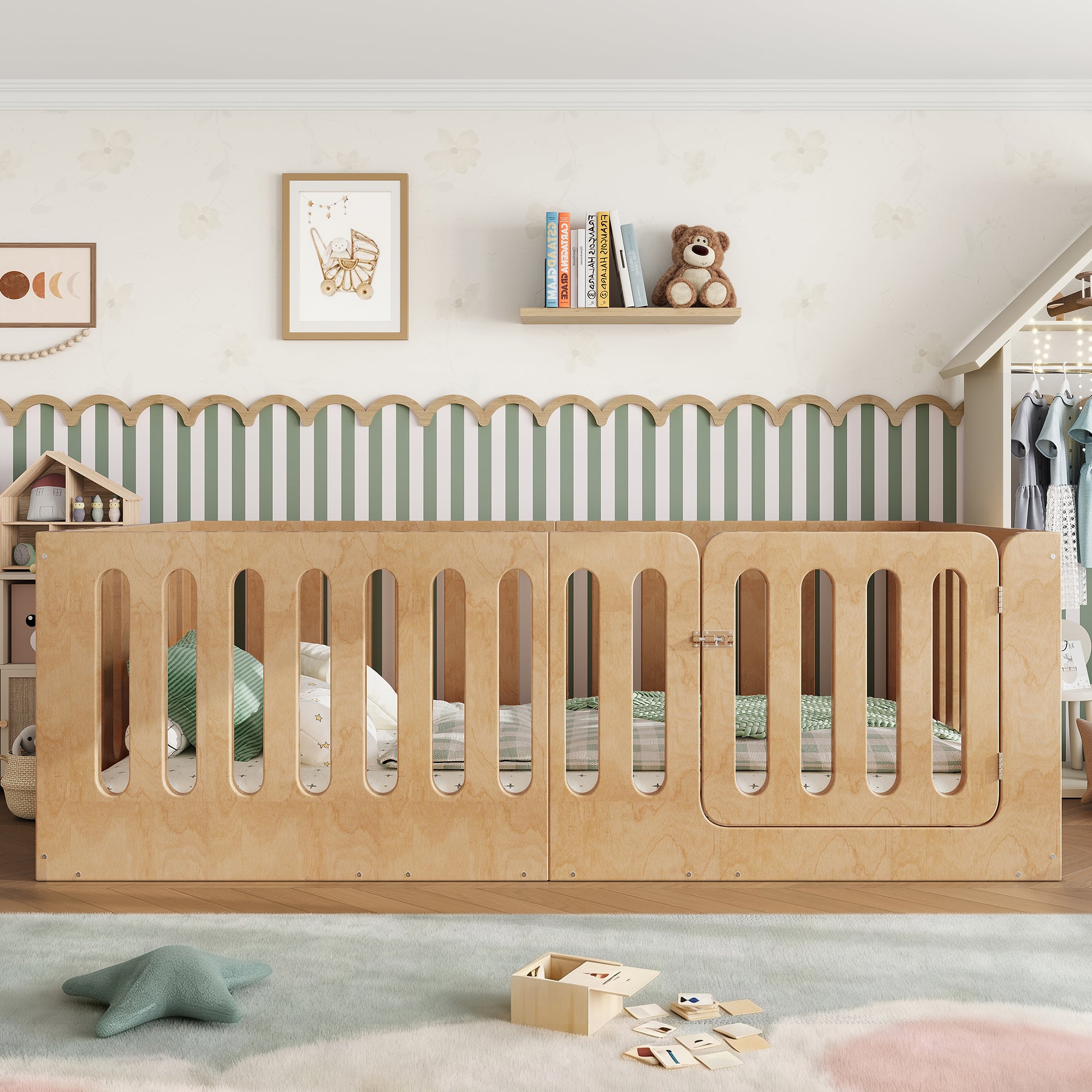 GDFStudio Hamill Montessori-Inspired Wood Floor Bed for Kids, Natural, Twin