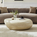 GDFStudio Soren 43 Inch Fiberglass Elliptical Coffee Table with Matte Finish, Light Yellow