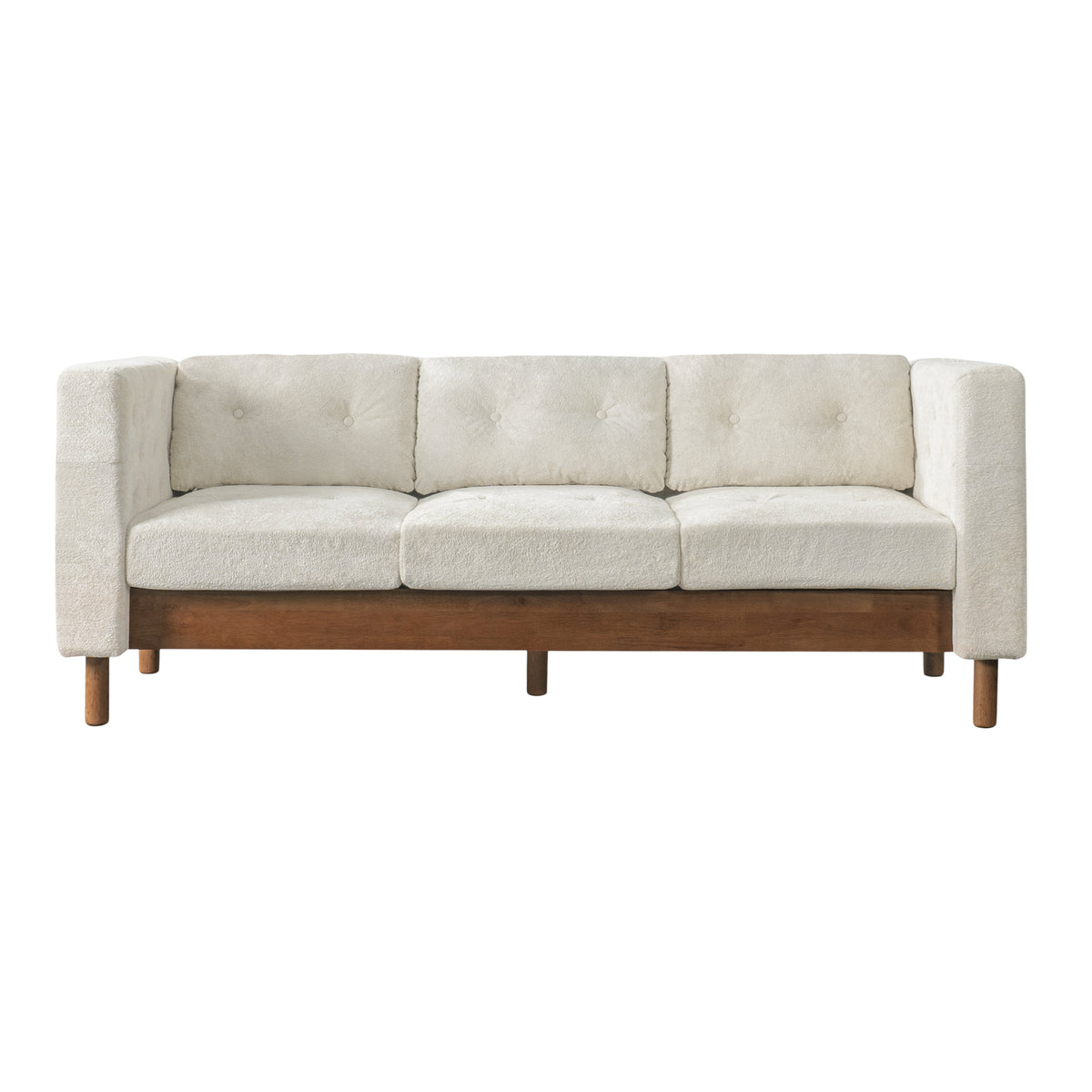 Christopher Knight Home Aurelian Modern 78" 3-Seater Chenille Upholstered Sofa with Tufted Back and Rubberwood Legs, Beige