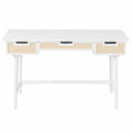 Christopher Knight Home Cassian Modern Wooden Writing Desk with 3 Drawers and Rattan Design, White