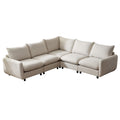 Christopher Knight Home Acker 5 Pieces Modern Upholstered Modular Sectional Sofa Set, White