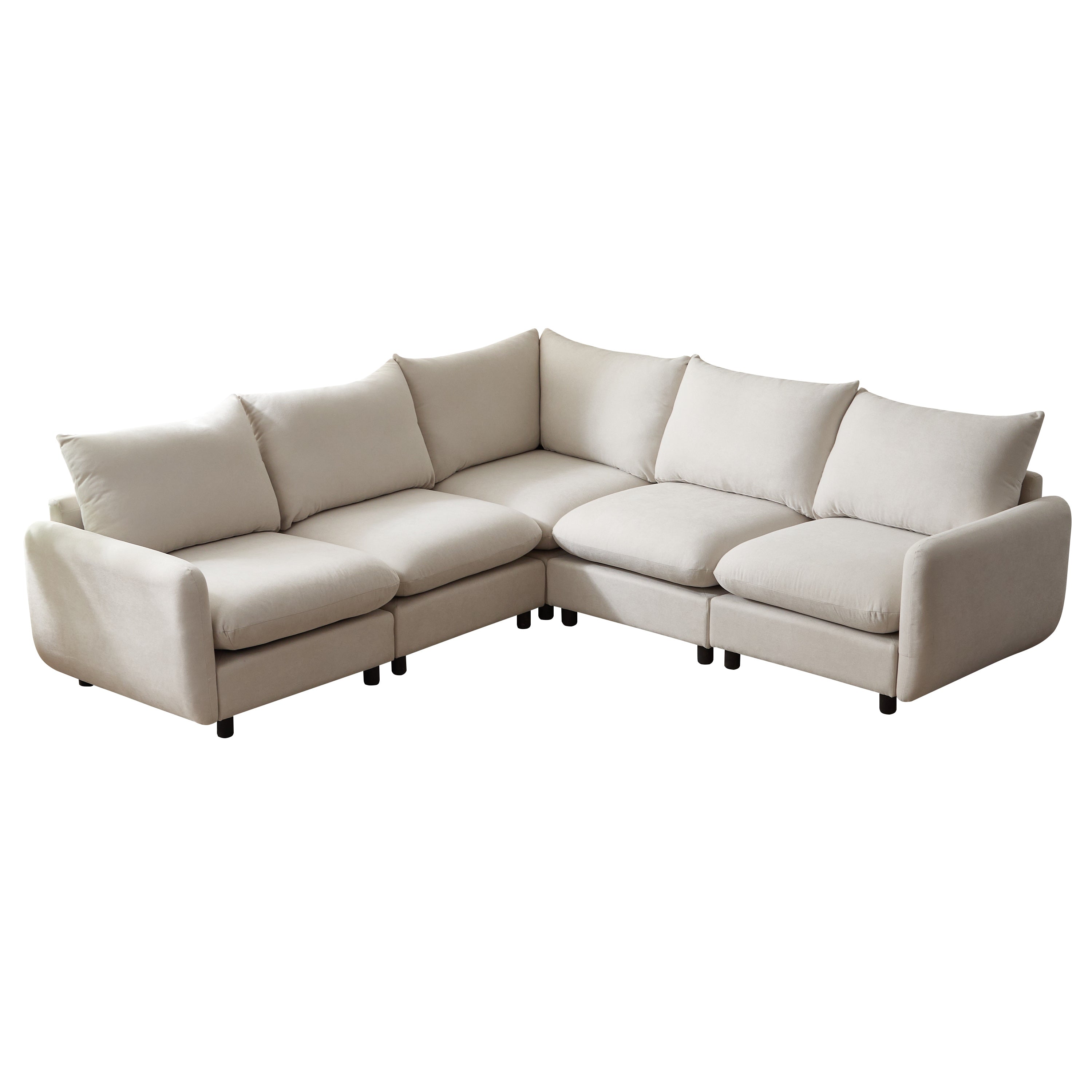 Christopher Knight Home Acker 5 Pieces Modern Upholstered Modular Sectional Sofa Set, White
