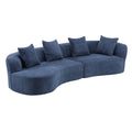Christopher Knight Home Hailey 126? Modern Boucle Upholstered 5 Seater Curved Sectional Sofa with Pillows, Navy Blue