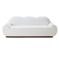 Christopher Knight Home Qevan 88" Modern 3-Seater Chenille Upholstered Round Arm Sofa with Curved Cloud Design, White
