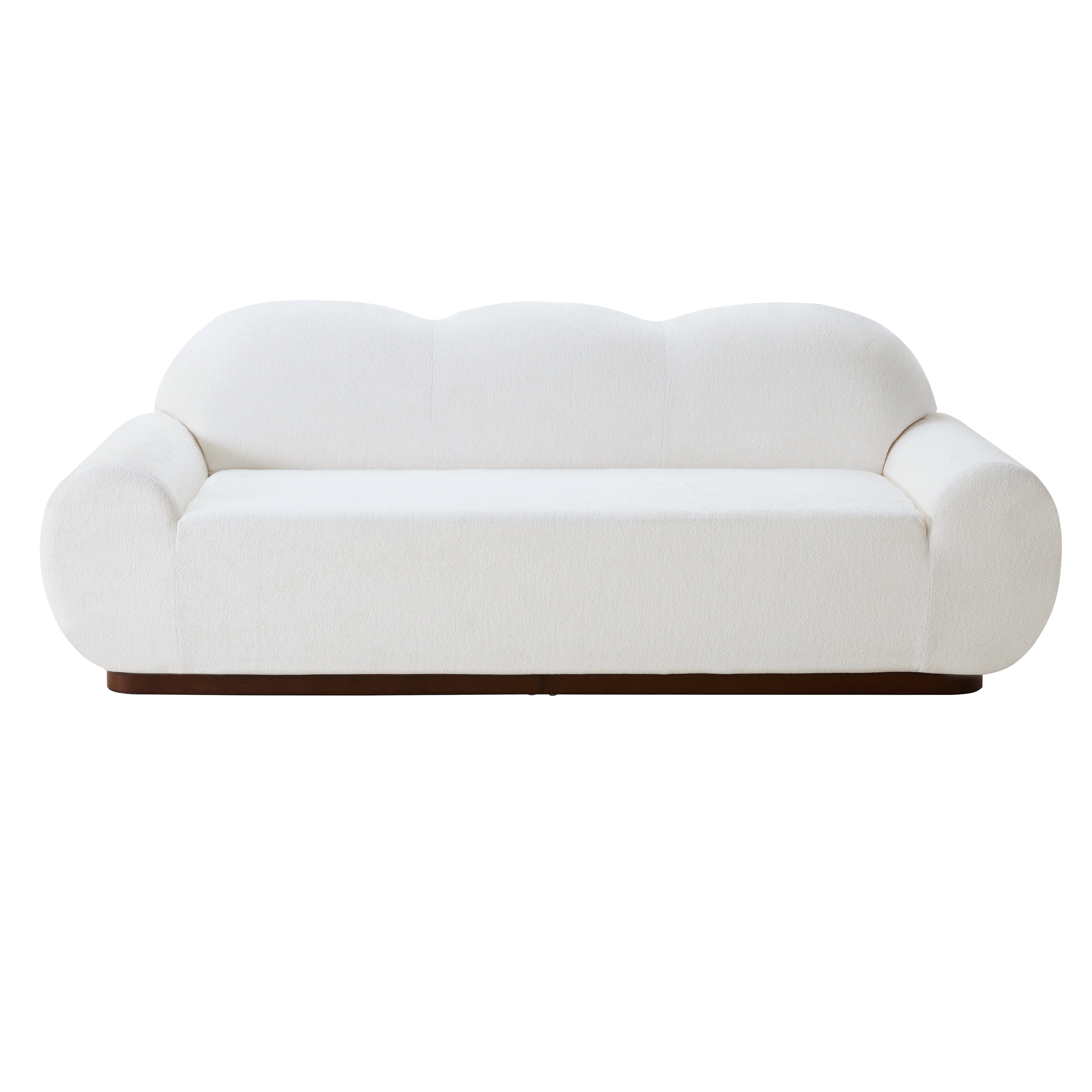 Christopher Knight Home Qevan 88" Modern 3-Seater Chenille Upholstered Round Arm Sofa with Curved Cloud Design, White