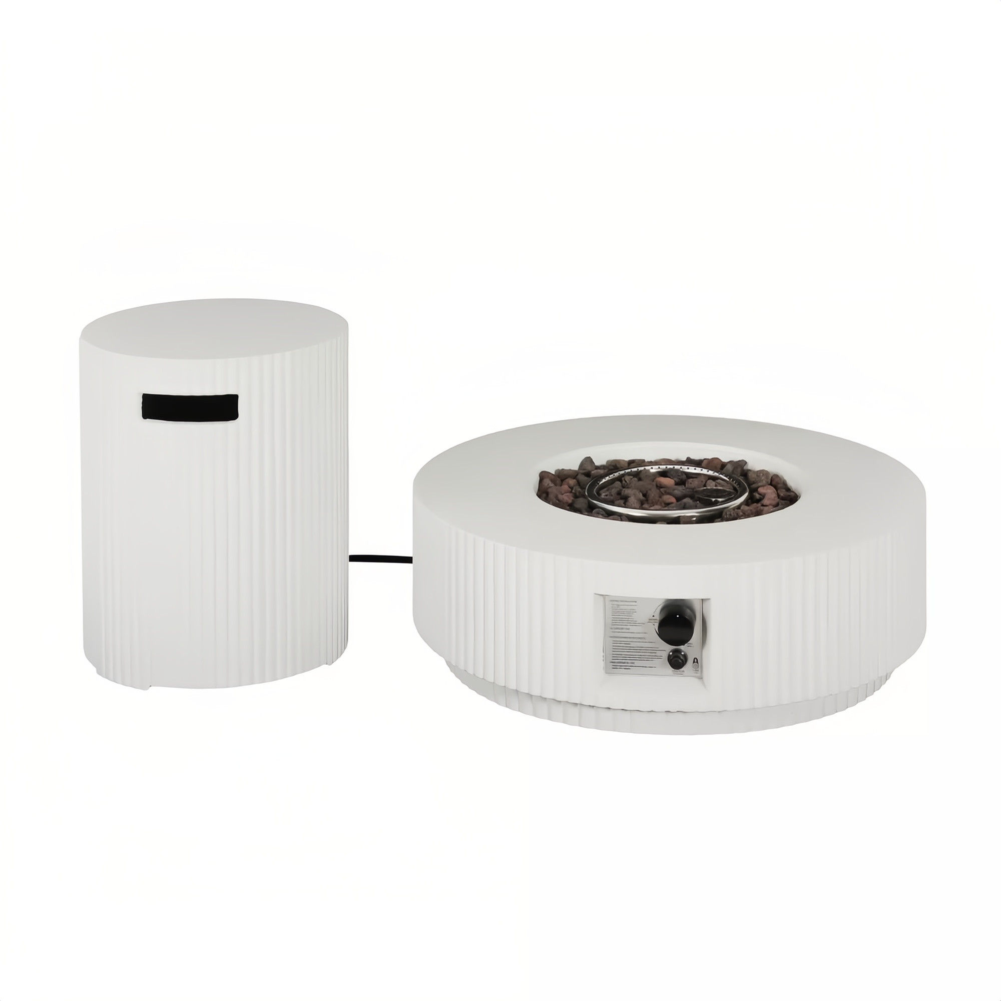 Christopher Knight Home Elisha Outdoor 40,000 BTU Lightweight Concrete Fire Pit Table with Tank Holder and Lid, White