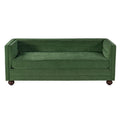 Christopher Knight Home Albus Modern 77" 3-Seater Chenille Upholstered Sofa with Camel Back and Rubberwood Legs, Green