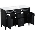 GDFStudio Bevis Modern 48-Inch Wood Bathroom Vanity with SMC Composite Sink, Drawers and Adjustable Shelves, Black