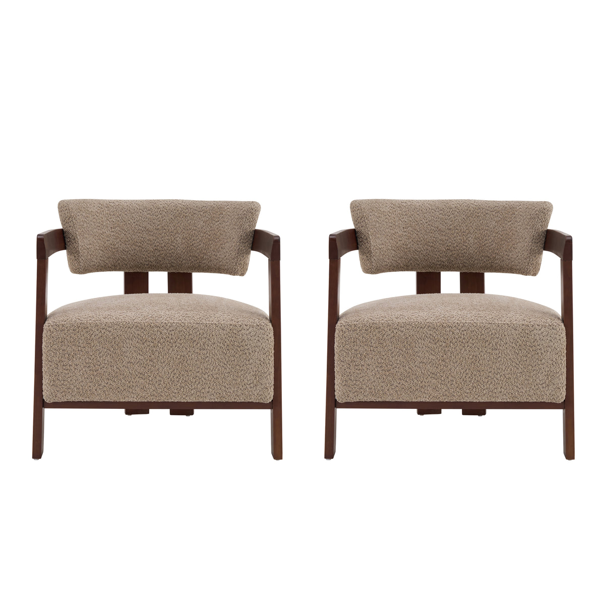 Christopher Knight Home Zuri Modern Rubber Wood Boucle Upholstered Accent Chairs (Set of 2), Light Brown