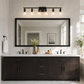GDFStudio Bennett Modern 6-Light Metal Bathroom Vanity Light with Clear Glass Shades, Black
