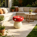 GDFStudio Molios Outdoor Resin Oversized Mushroom Statue Stool, Red