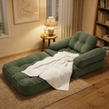 GDFStudio Hazel Modern 2-in-1 Convertible Corduroy Boneless Accent Chair with Pull-Out Lounger, Dark Green