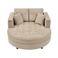 GDFStudio Elara Modern Chenille Curved Chaise Lounge Sofa with Tufted Seat and Storage Armrests, Khaki