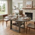 GDFStudio Saige 43.3 -59  Extendable Wood Dining Table with Butterfly Leaf and Storage Shelf, Gray