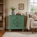 GDFStudio Amelia 23.62  Vintage 3-Drawer Wood Nightstand with Embossed Scroll Carved Fronts, Green