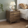 GDFStudio Madison 22  Modern 2-Drawer Wood Nightstand with Metal Handles, Walnut