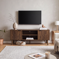 GDFStudio Lucas 47.2  Mid-Century Modern Wood TV Stand with Paperclip Legs and Open Storage, Walnut
