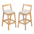 Christopher Knight Home Alric Rustic Rubberwood Upholstered Barstools (Set of 2), Natural/Beige