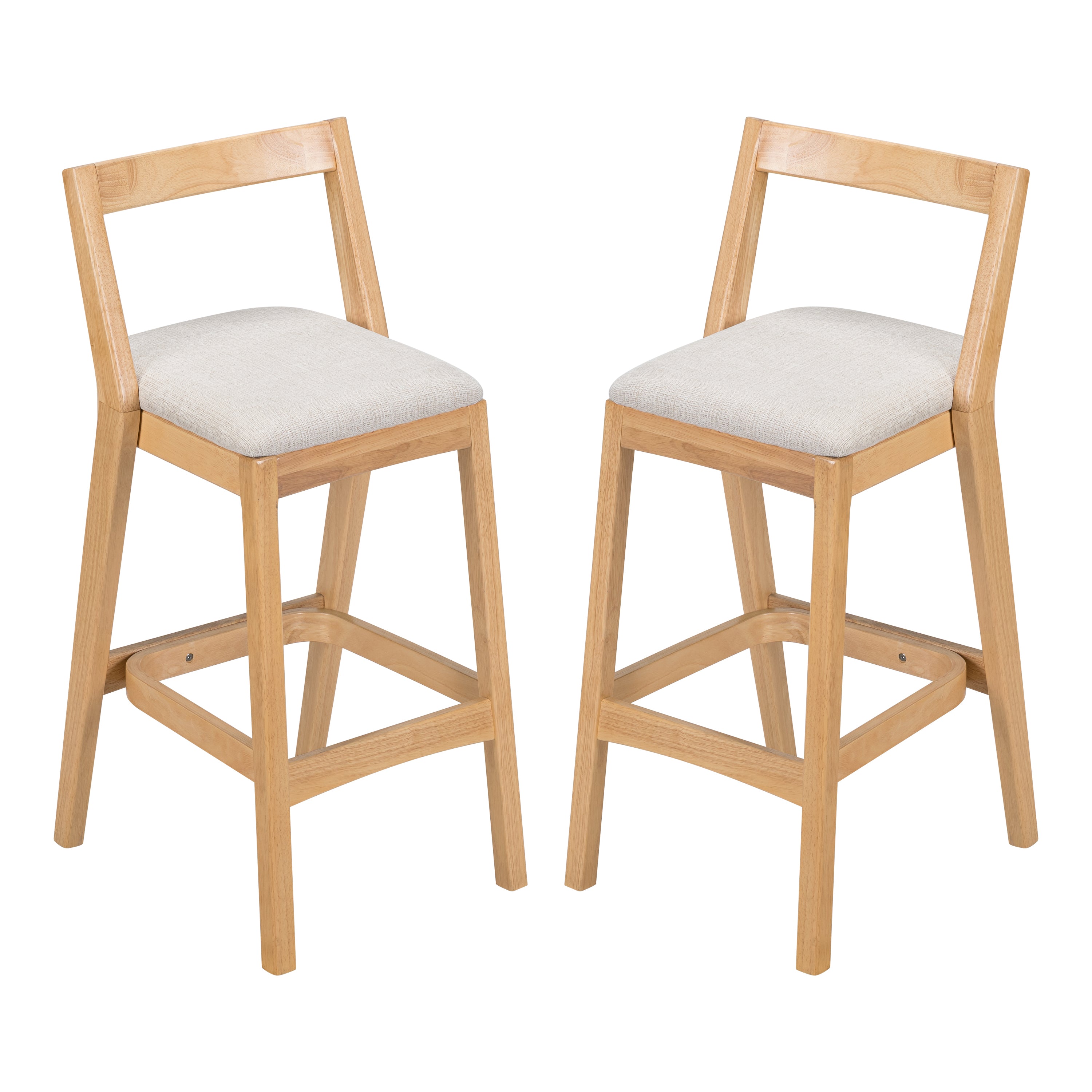 Christopher Knight Home Alric Rustic Rubberwood Upholstered Barstools (Set of 2), Natural/Beige