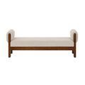 Christopher Knight Home Nina 63" Mid-Century Modern Rubberwood Upholstered Accent Bench, Beige