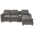 GDFStudio Ceto Modern Chenille 82" L-Shaped Sectional Sofa with Reversible Chaise and Storage Console, Knox Charcoal