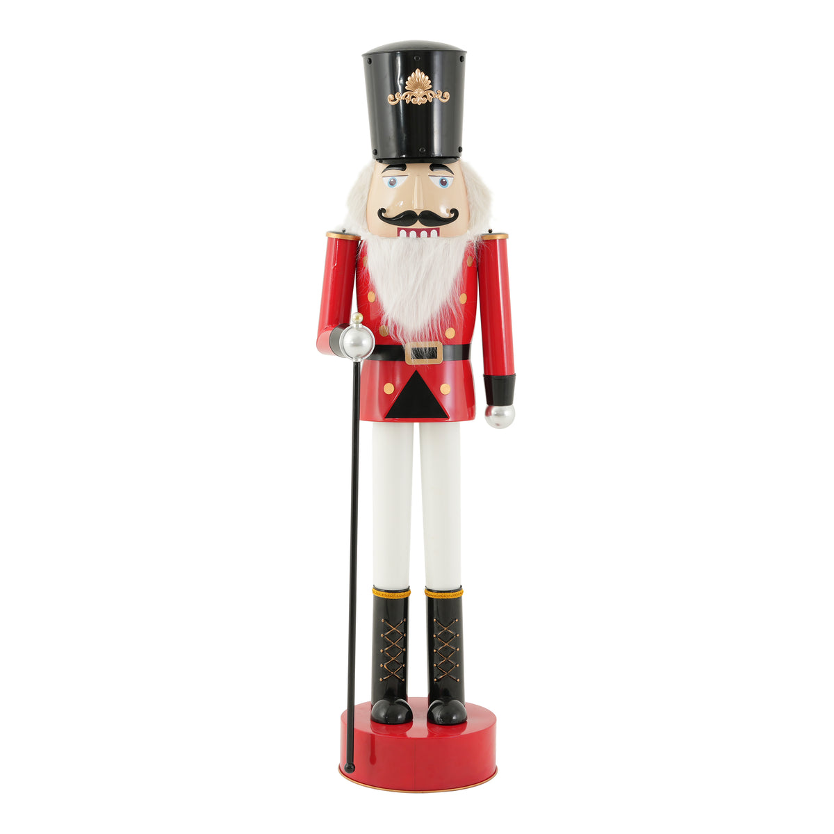 Christopher Knight Home Wren Modern 64"H Oversized Patio Iron Nutcracker Soldier Statue with Scepter, Red