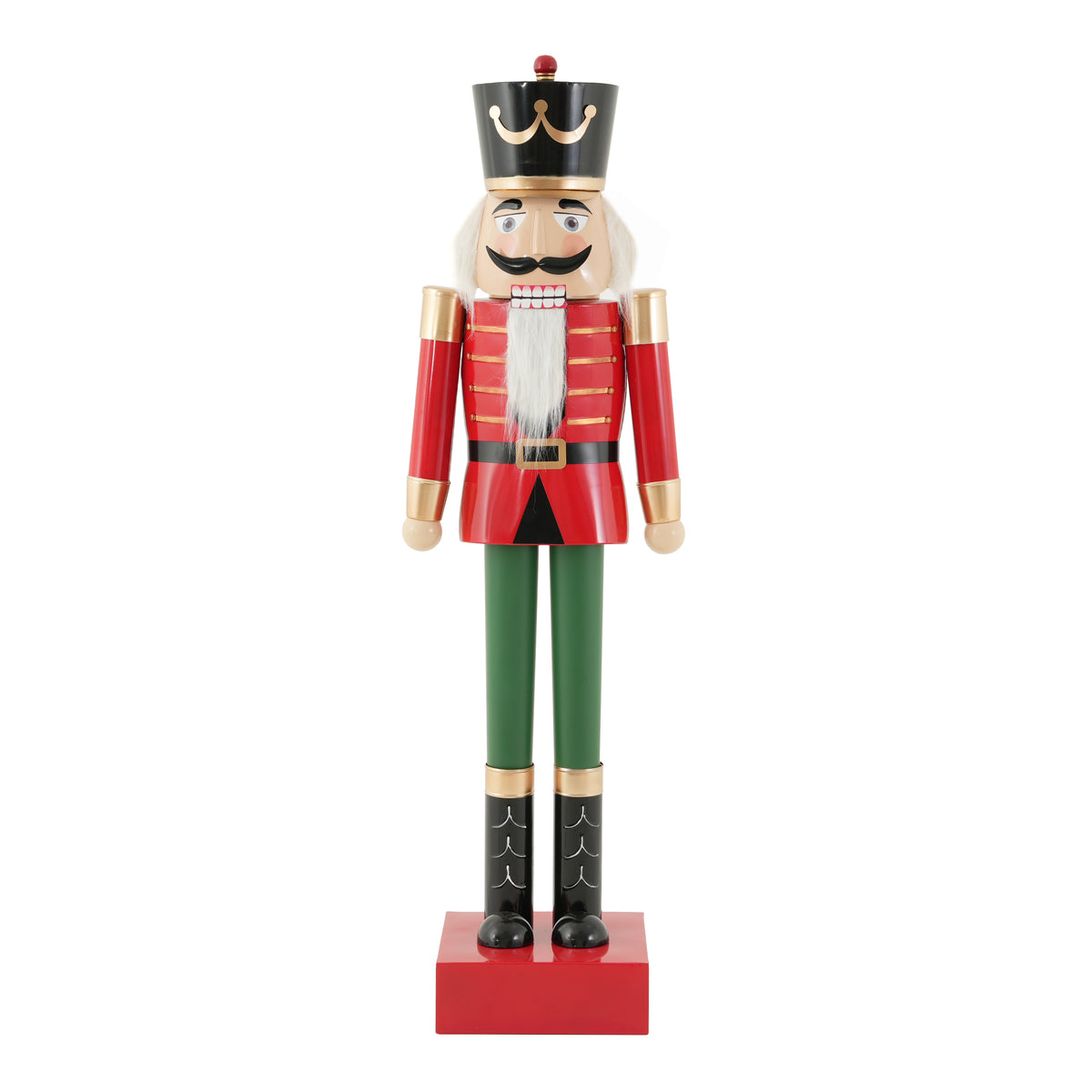 Christopher Knight Home Aimo Modern 63"H Oversized Patio Iron Nutcracker Soldier Statue, Red/Green