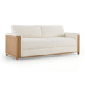 Christopher Knight Home Ashton Organic Modern Boucle 80" Sofa with Woven Cane Arms, Cream Beige