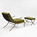 Christopher Knight Home Ansel Iron and Wood Lounge Chair and Ottoman Set with Curved Tufted Design, Green-Velvet