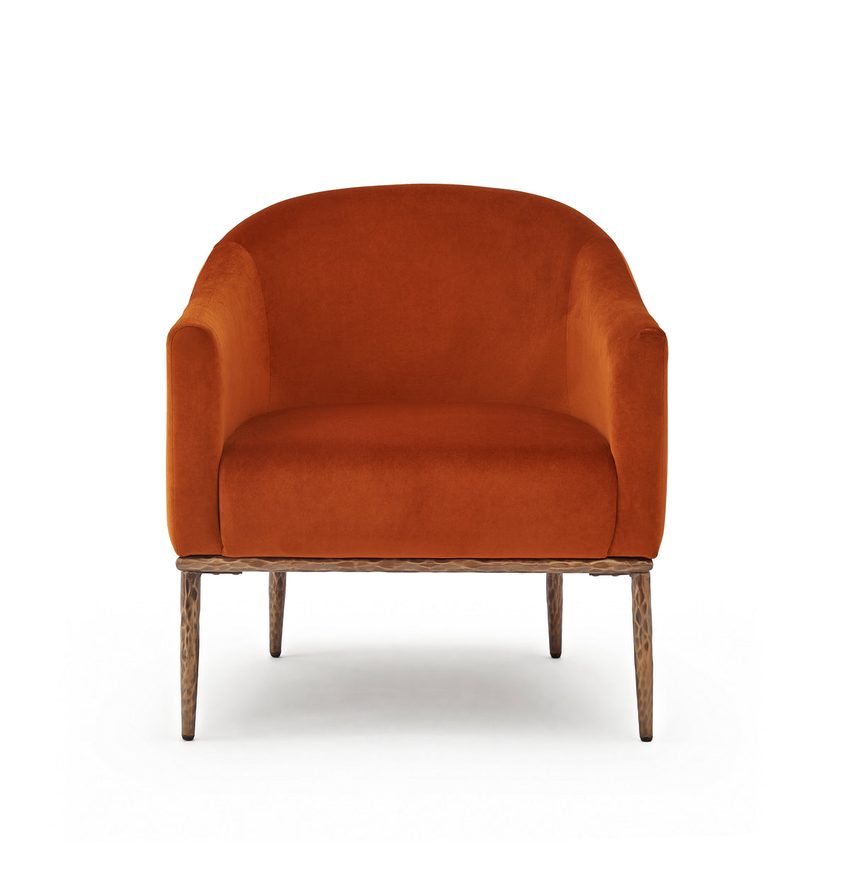 Christopher Knight Home Ansel Iron and Wood Lounge Barrel Accent Chair with Sculptural Upholstered Design, Burnt Orange-Velvet