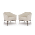 Christopher Knight Home Boaz Iron Premium Upholstered Barrel Accent Chairs with Hammered-Texture Bases (Set of 2), Ivory